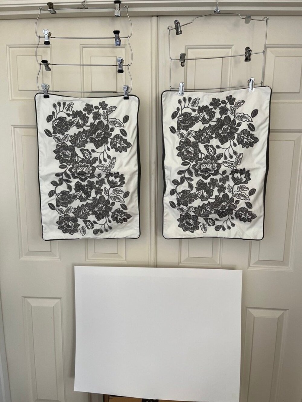 IKEA Skuggnava gray and white pillow shams